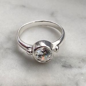 Sterling Silver Diamond Solitaire Ring